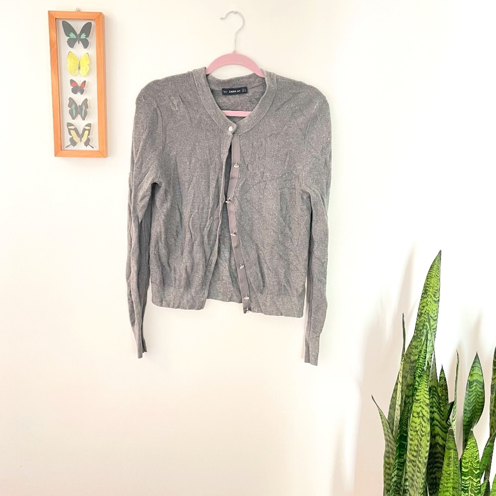 Zara, Size Medium, Gray Knit Cardigan